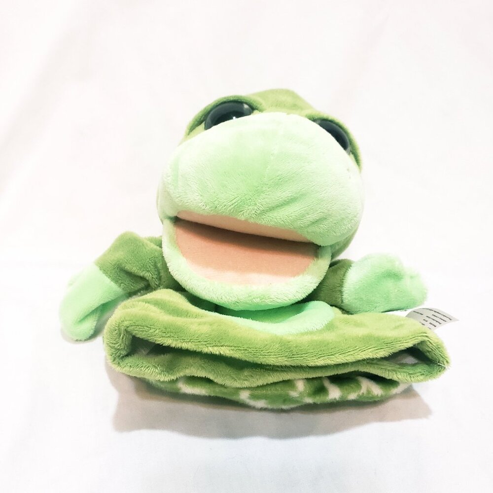 Green Turtle Hand Puppet Plush 10" 2016 Stuffed Animal Kellytoy
